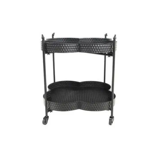 Hello Honey&reg; 28.5" 2-Tier Clover Shaped Metal Bar Cart on Caster Wheels Antique Brass {2}