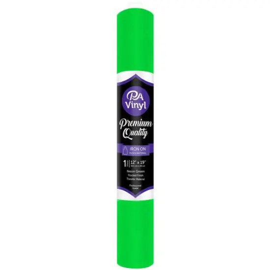 PA Vinyl Flocked Iron On Transfer Film Neon Green {1}