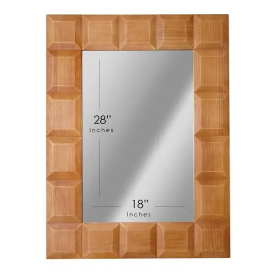 Brown Carved Wood Framed Rectangle Decorative Wall Mirror - 30" x 40" {7}