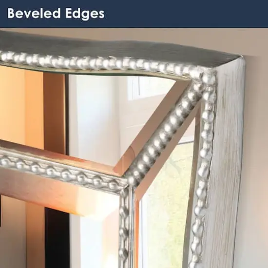 Head West Champagne Silver 24" x 36" Beaded Glass Scalloped Beveled Accent Vanity Mirror {5}