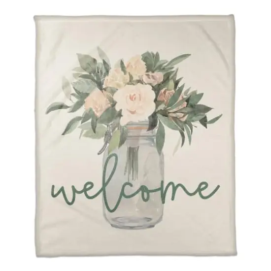 Welcome Jar of Flowers Fleece Blanket {1}