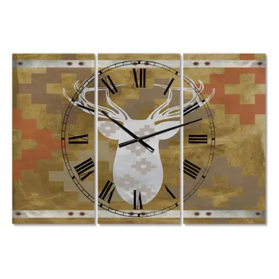 Designart Patterned White Deer Head Traditional Multipanel Wall Clock {1}
