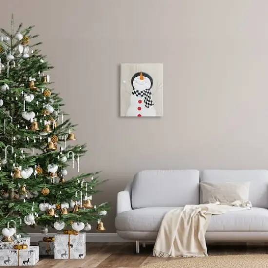 Stupell Industries Happy Smile Winter Snowman Canvas Wall Art {3}