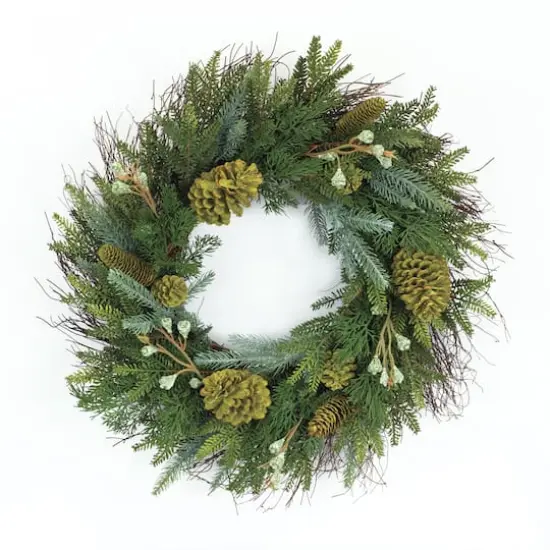 23" Mixed Pine Wreath {1}