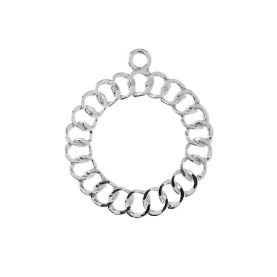 John Bead 32mm Silver Chain Circle Beadwork Pendants, 5ct. {1}
