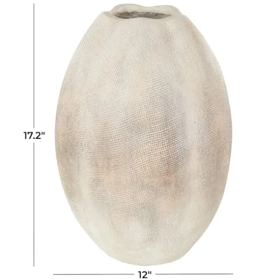 17" Cream Checkered Patterns Magnesium Oxide Decorative Vase {6}