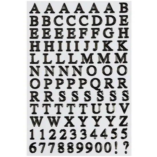 JAM Paper Silver Upper & Lower Case Alphabet Letter Stickers Black {3}