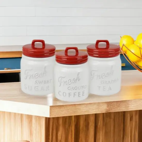 DII&reg; 5.6" Red Ceramic Jar Canister Set, 3ct. {8}
