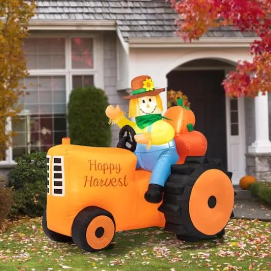 Glitzhome&reg; 7ft. Fall Lighted Inflatable Tractor D&eacute;cor {3}