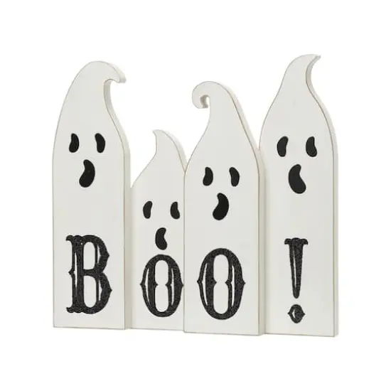 Glitzhome&reg; 12" Ghost Halloween Wooden Table Decor {1}