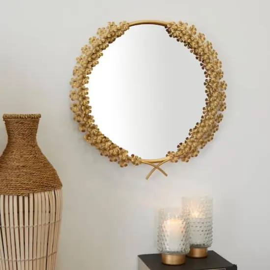 CosmoLiving by Cosmopolitan Gold Metal 3D Floral Wall Mirror 22" x 2" x 22" {7}