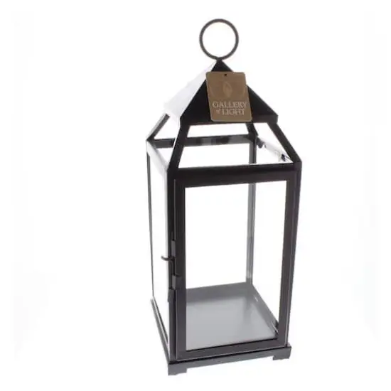 18.5" Black Contemporary Candle Holder Lantern {7}
