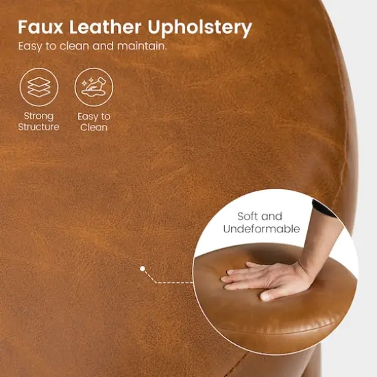 Glitzhome® 19.5" Coffee Brown Upholstered Storage Ottoman {8}