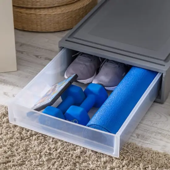 IRIS&reg; 27.5qt. Gray & Clear Underbed Storage Drawer {4}