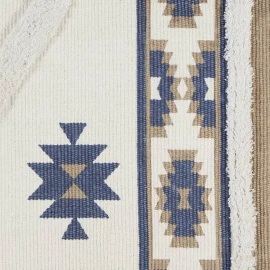 DII&reg; Southwestern Textured Hand-Loomed Shag Rug Stone/Blue {5}