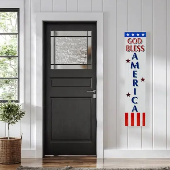 36" Stars & Stripes God Bless America Patriotic Wood Wall Sign {3}