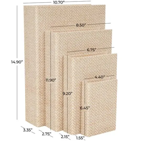 Fabric Storage Book Box Set Cream {8}