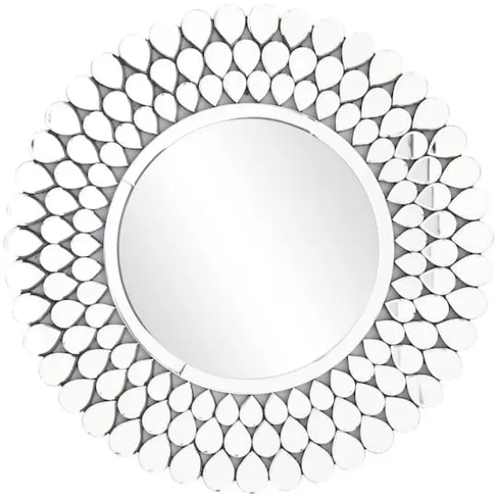 Silver Glass Starburst Wall Mirror with Teardrop Embellishment 31" x 1" x 31" {1}