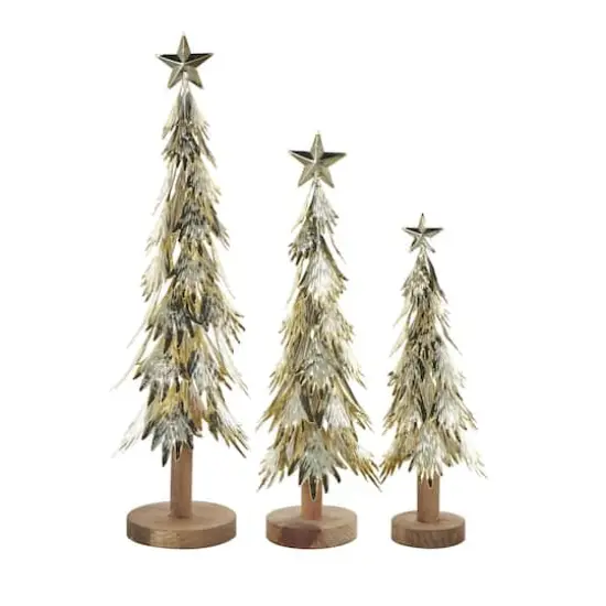 Gold Metal Layered Branch Christmas Tree Set  {6}
