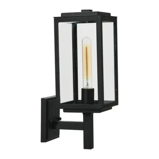 Hello Honey&reg; Robert Stevenson Lighting Addison 17" Textured Black Metal & Glass Outdoor Light {7}