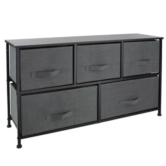 Simplify 5 Drawer Storage Dresser Gray {8}