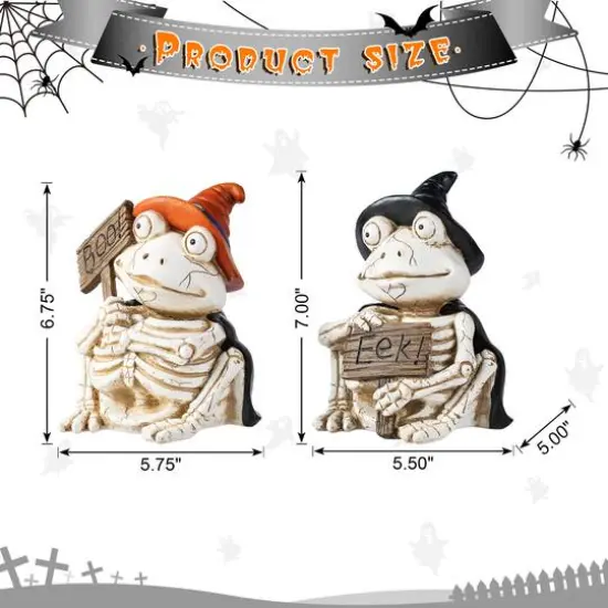 Glitzhome&reg; 7"H Halloween Resin Skeleton Frogs Table Decor Set {9}
