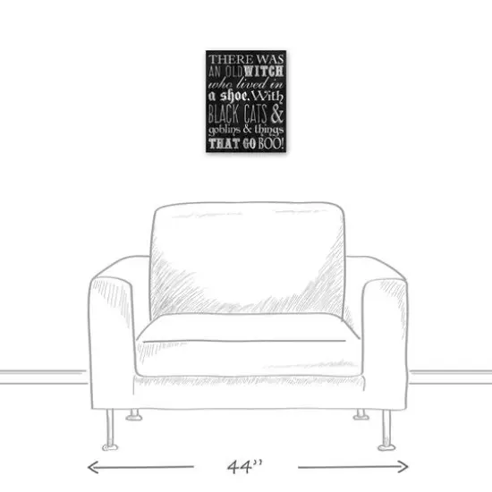 Black & White Old Witch Canvas Wall Art {6}