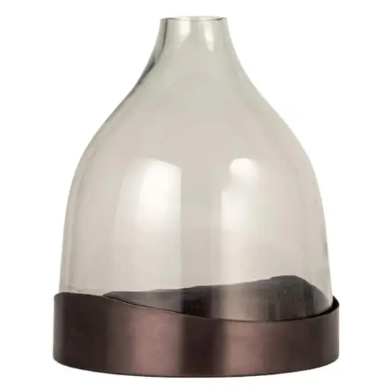 Hello Honey&reg; 10" Clear & Black Metal Sophisticated Glass Cloche with Metal Tray {9}