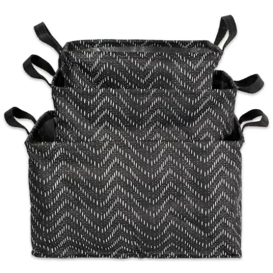 DII&reg; Black & White Tribal Chevron PE-Coated Woven Paper Laundry Bin Set {3}