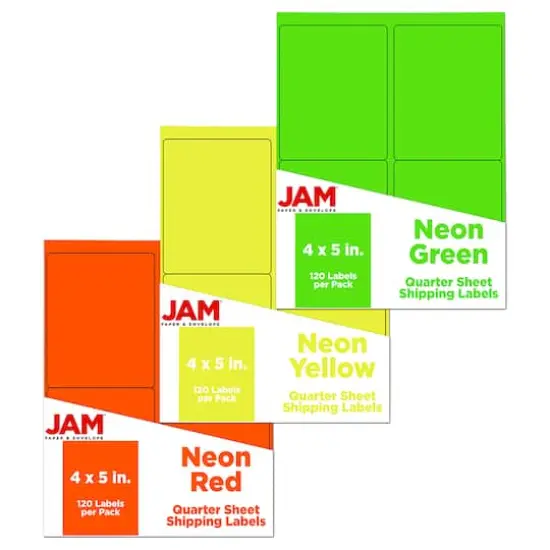 JAM Paper Extra Large Bright Neon Shipping Address Label Stickers, 360ct. {1}