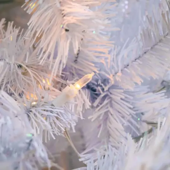 9ft. Pre-Lit White Artificial Christmas Tree, Warm White LED Lights {4}