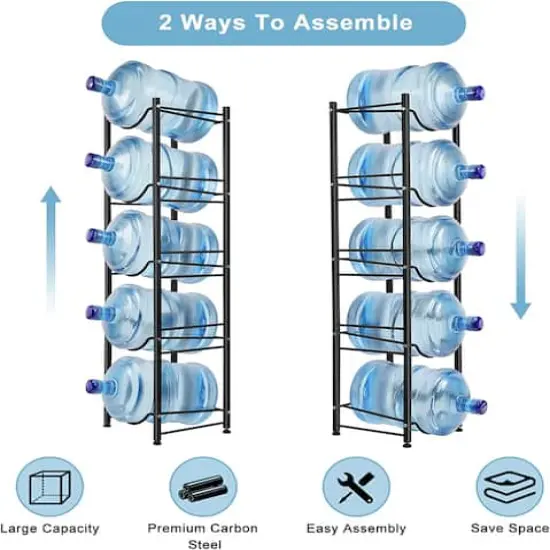 5gal. Water Jug Holder 5-Tier Storage Rack Black {6}