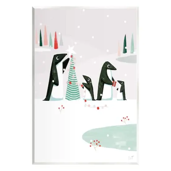 Stupell Industries Penguins Decorating Christmas Tree Wall Plaque Art {1}