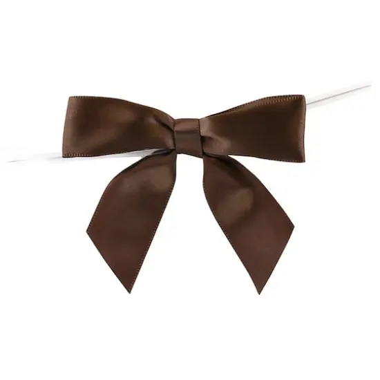 JAM Paper 3.25" Satin Twist Tie Bows, 100ct. Brown {1}