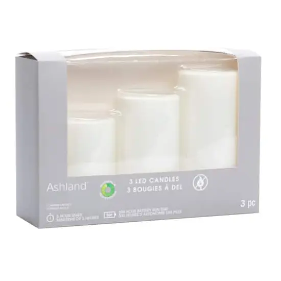 White 3-Pack LED Pillar Candles by Ashland&reg; {8}