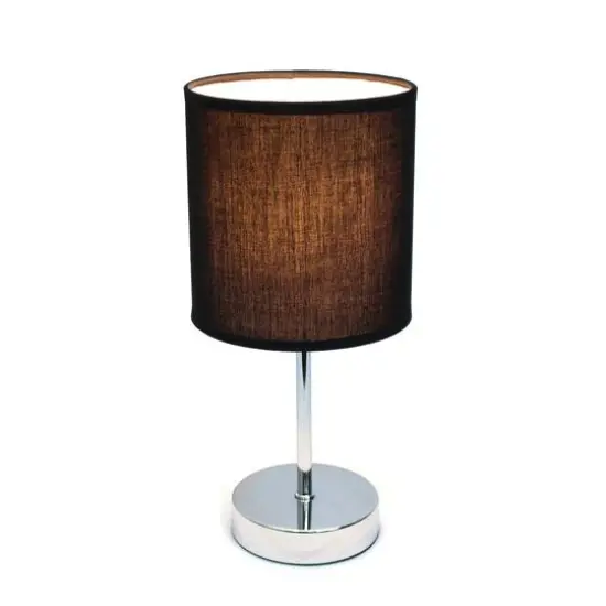 Creekwood Home Nauru 12" Brushed Nickel Petite Metal Stick Table Lamp Black {6}