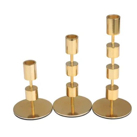 Gold Aluminum Floating Block Abstract Candle Holder with Rounded Base Set {4}