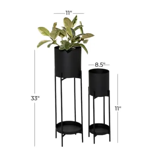 Black Metal Modern Stand Planter Set {6}