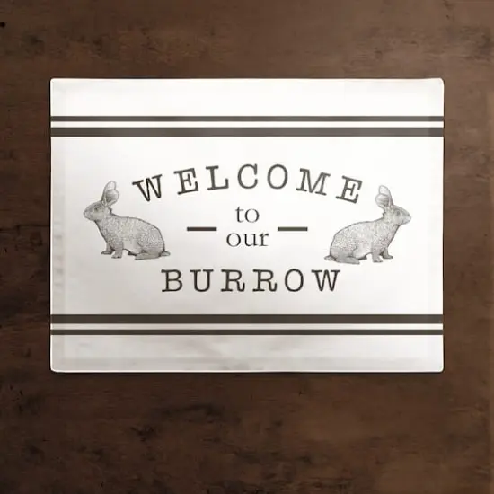 Welcome Burrow Bunny Placemat 18" x 14" Cotton Twill Placemat {3}