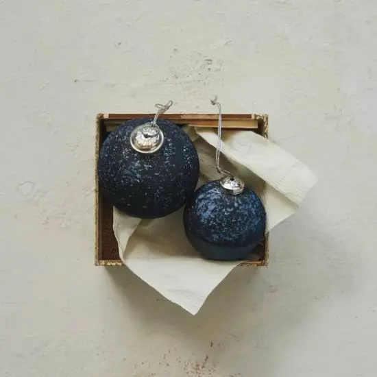 Hello Honey&reg; 4" Blue Two-Tone Glass Ball Ornament {3}