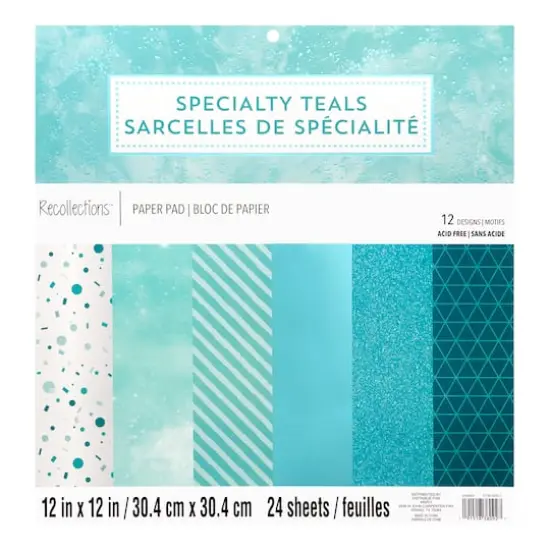 Specialty Teals Paper Pad by Recollections&trade;, 12" x 12" {1}