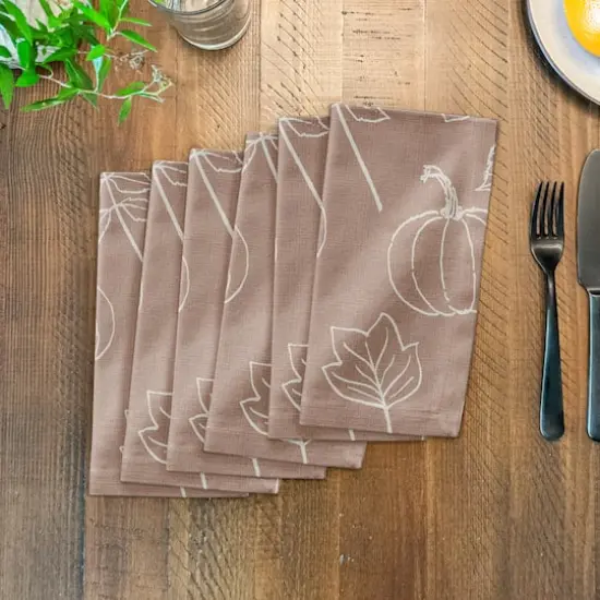 Dusty Rose Fall Pattern Cotton Twill Napkin {4}