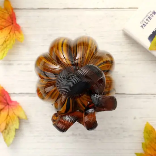 Glitzhome&reg; Medium Glass Pumpkin, Multicolor Stripes {12}