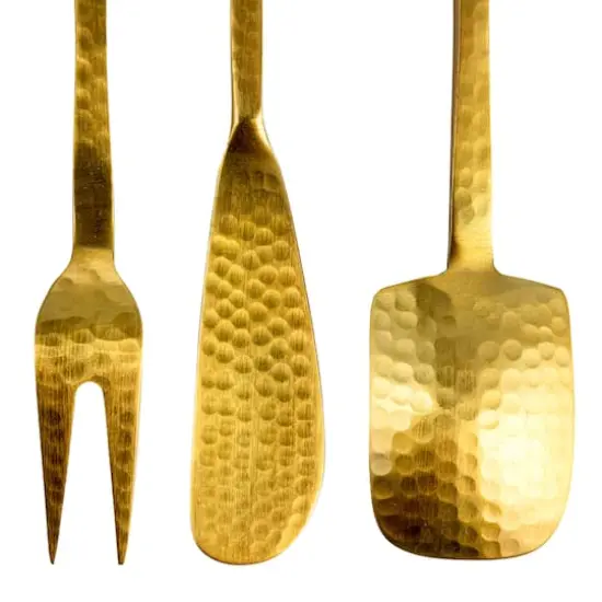 Hello Honey&reg; Gilded Hammered Stainless Steel Appetizer Utensil Set {9}