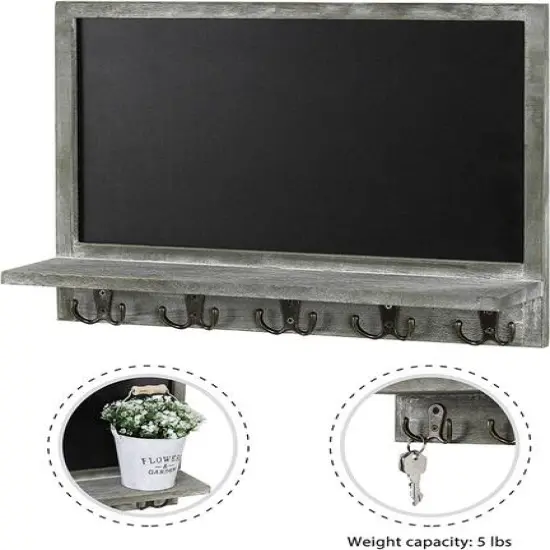 NEX&trade; 13" Olive Green Wall-Mounted Chalkboard with Display Shelf {4}