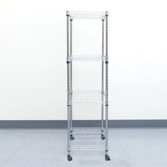 Mind Reader Adjustable 4-Tier Metal Storage Rack with Wheels {7}