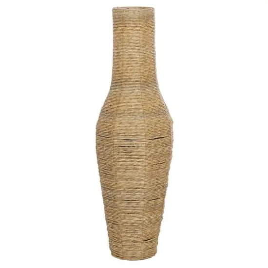 Brown Faux Seagrass Handmade Tall Woven Floor Vase 14" x 14" x 44" {3}