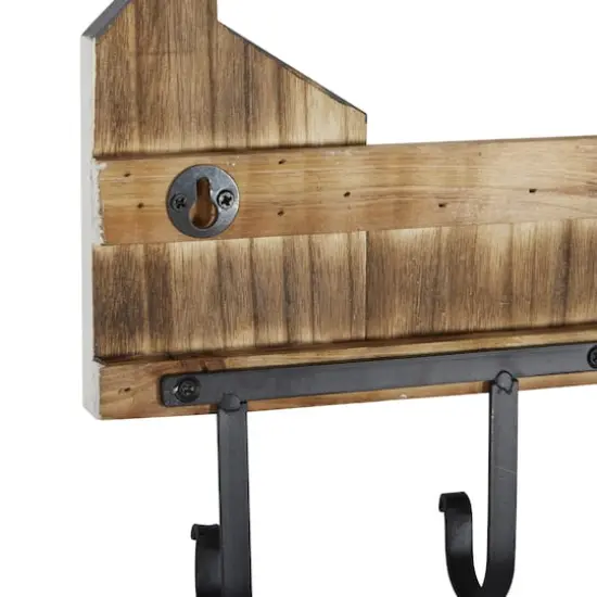 Multi Colored Wood Farmhouse Wall Hook, 10" x 20" x 2" {5}