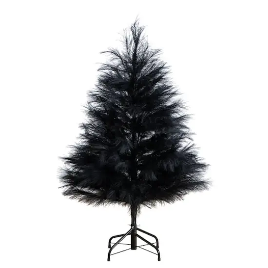 4ft. Artificial Halloween Black Pampas Grass Christmas Tree {1}