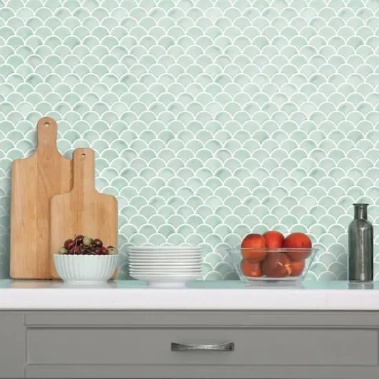 RoomMates Aqua Scallop Peel & Stick Backsplash StickTiles&reg; {4}